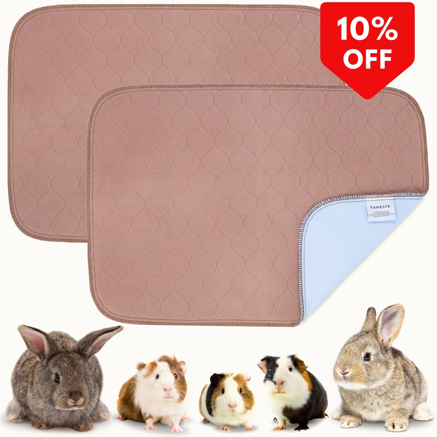 VANESTE 60x45cm Cavia Fleece Liners - 2 stuks - bodembedekkers caviakooi