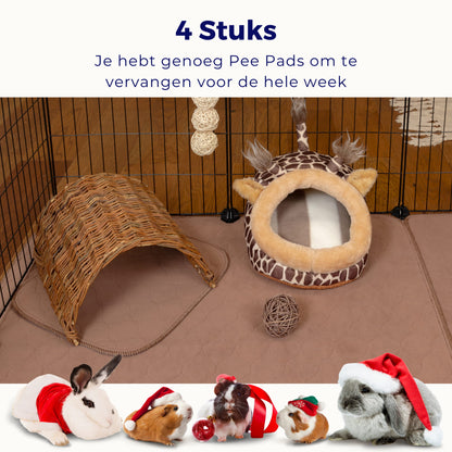 VANESTE 30x30cm Cavia Pee Pads - 4 stuks - bodembedekkers caviakooi