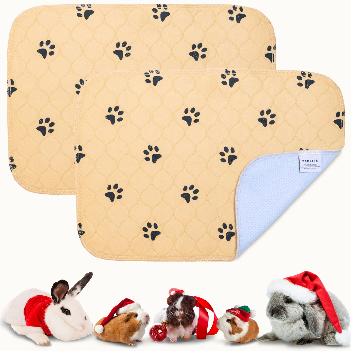 VANESTE 60x45cm Cavia Fleece Liners - 2 stuks - bodembedekkers caviakooi